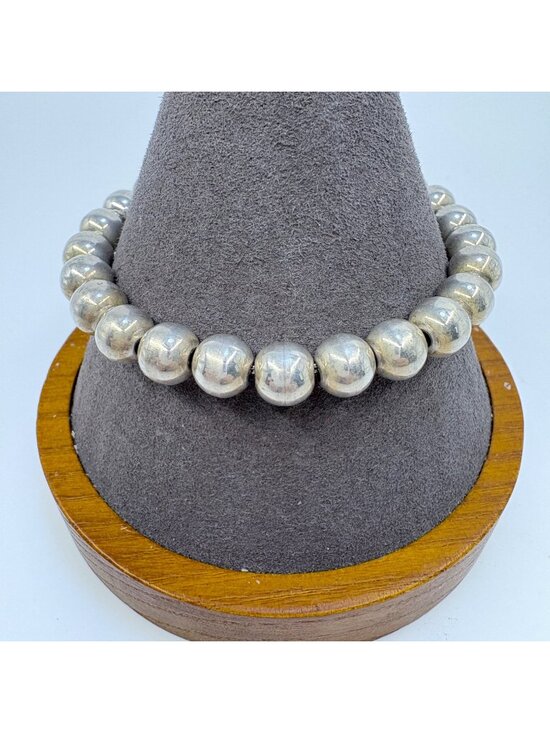 Jewelry - Round Beaded Design Link Bracelet Sterling Silver 925 Size 7.5" Length